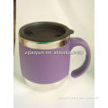 16oz purple double wall clear travel mugs with handle